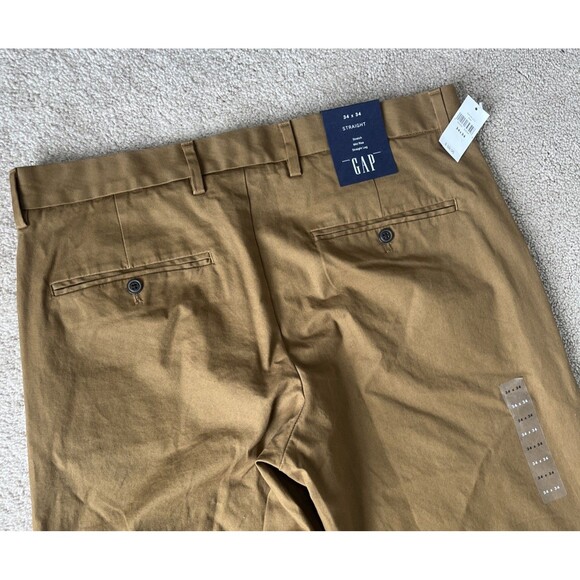 Gap Chino Pants Mens 34x34 Brown Straight Stretch Midrise Career Office Staple - Picture 1 of 6